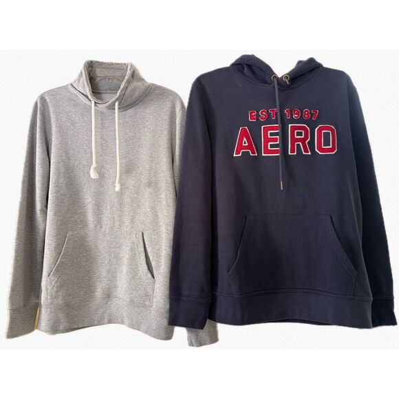 Aeropostale Tops - Aeropostale Navy Hoodie Mossimo Gray Pullover M Y2K Sweatshirt Loungewear Bundle